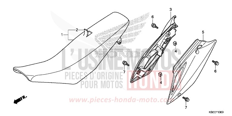 SIEGE/COUVERCLE LATERAL de CRF150R "Grandes Roues" EXTREME RED (R292) 2013